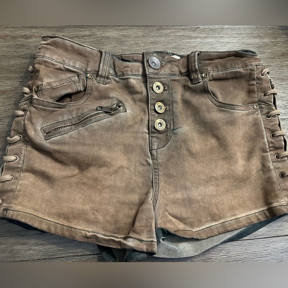 Free People Pants - Free People Lone Ranger Distressed Brown Shorts - Size 26